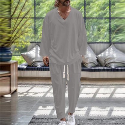 Herren Lounge-Set Bequem V-Ausschnitt mit Taschen