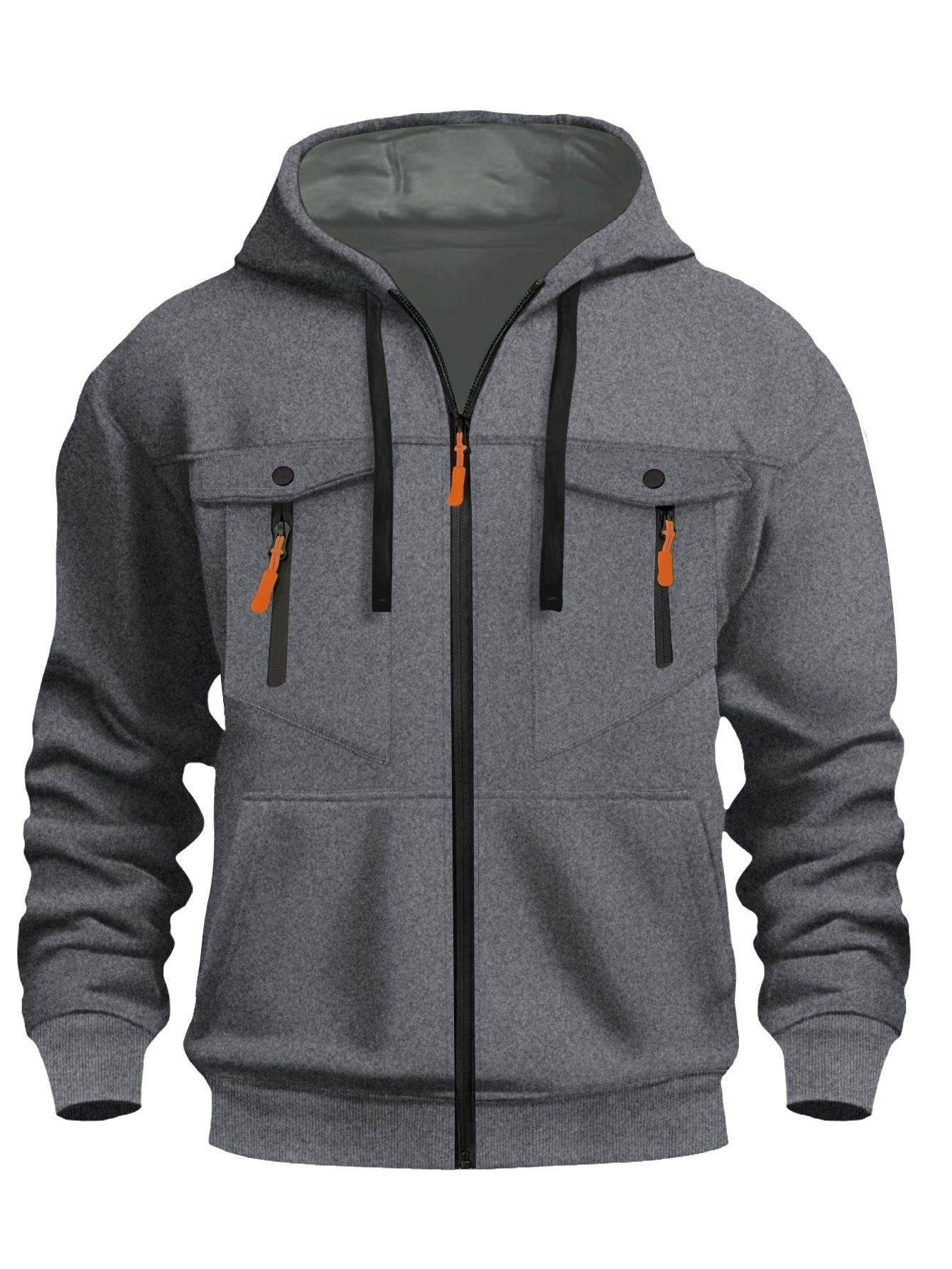 Herren Kapuzenjacke Funktionell Reißverschluss Taschen Outdoor