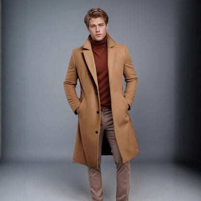 Langer Wintermantel Herren Elegant Schwarz