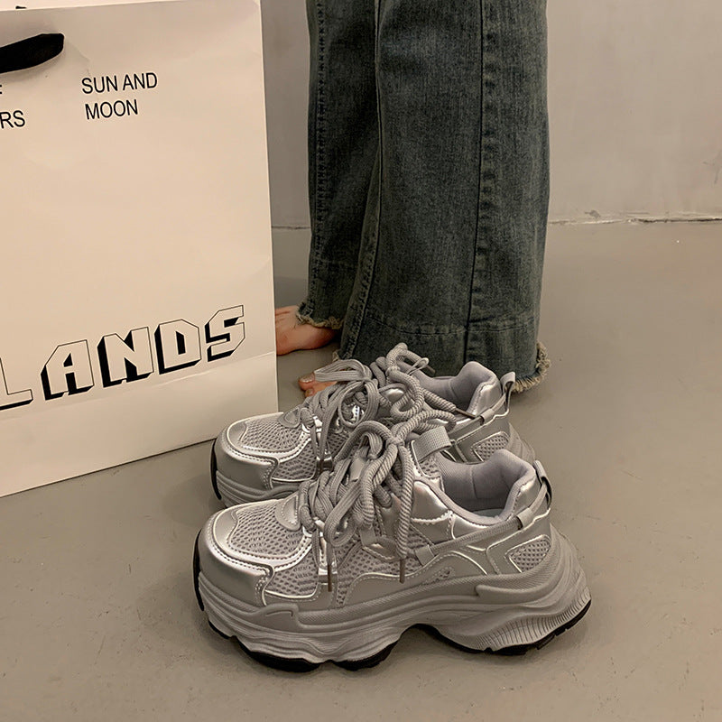 Damen Sneaker Chunky mit Mesh Obermaterial und Weicher Sohle