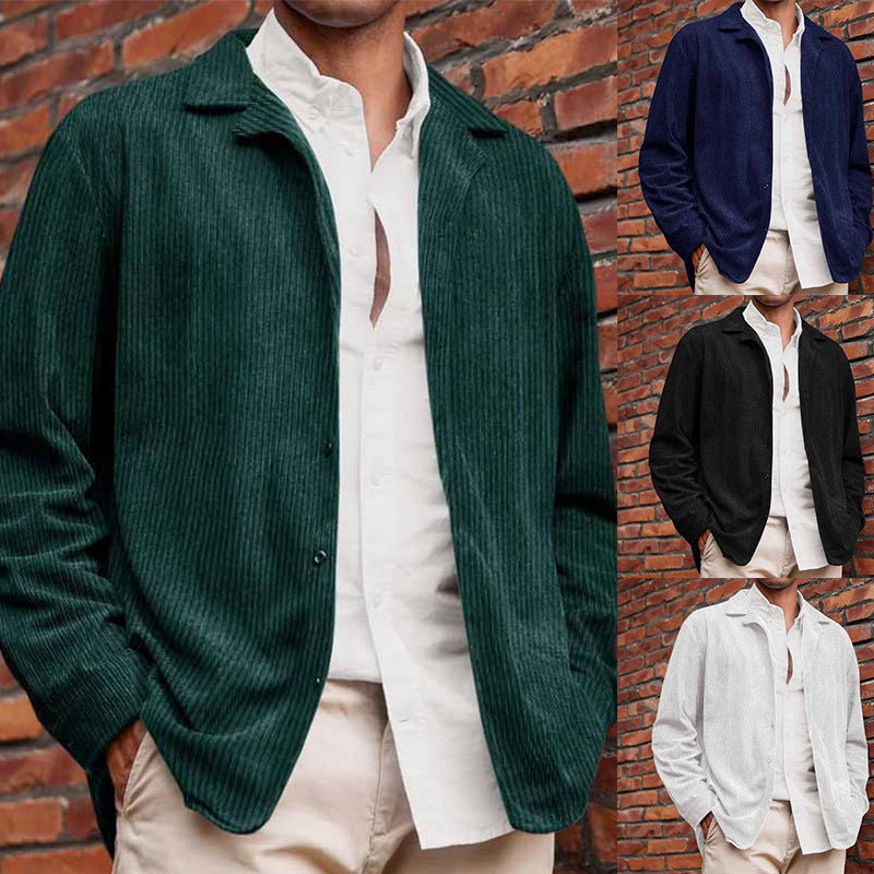 Herren Cordjacke Lässig Offener Kragen Strukturiert - BerlinGlamour