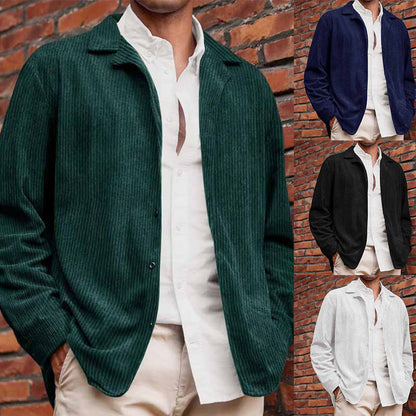 Herren Cordjacke Lässig Offener Kragen Strukturiert - BerlinGlamour