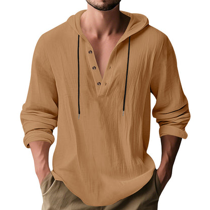 Herren Kapuzenshirt Langarm Modern Knopfleiste Trendy
