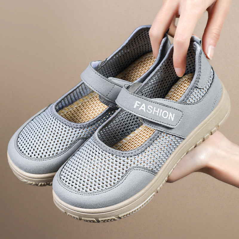 Damen Sneaker Atmungsaktiv Freizeit Schuh mit Klettverschluss