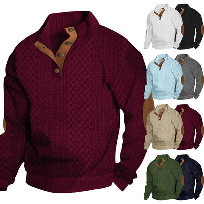 Herren Pullover Stehkragen Modern Leder Details