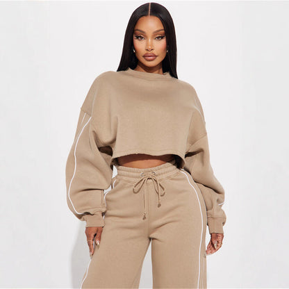 Damen Hoodie Lässig Crop Top Trendig