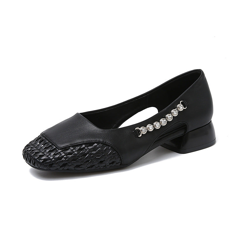 Damen Ballerinas Glänzend Flechtmuster Modern