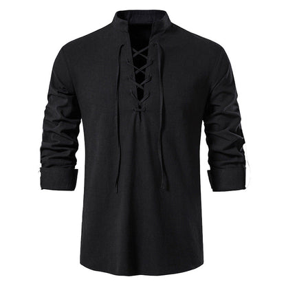 Herren Langarmshirt Modern Stehkragen Lässig Elegant - BerlinGlamour