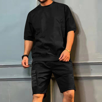Herren Kurzarm-Shirt-Set Beuteltaschen Freizeit