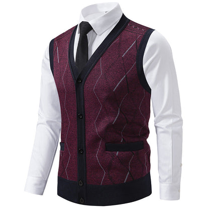 Herren Strickweste Modern mit Muster und Taschen