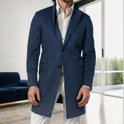 Herren Mantel Slim Fit aus Wolle Schwarz Eleganter Übergangsmantel