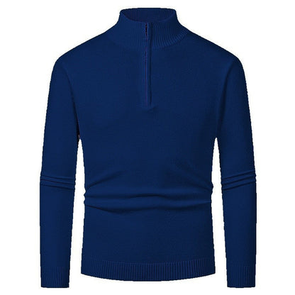 Herren Strickpullover Hochkragen Halbzipper Modern