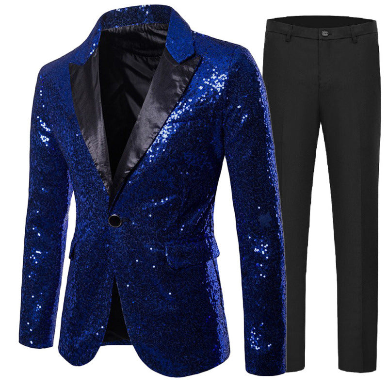 Herren Smokinganzug Glitzer Anzug Elegant Schwarze