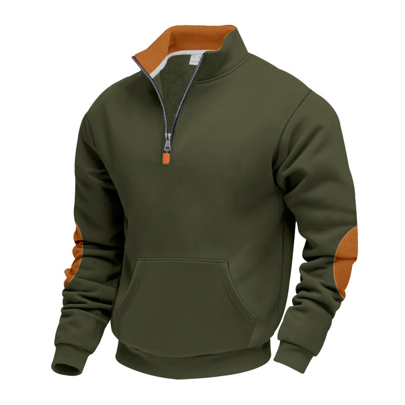 Herren Sportpullover Warm mit Kragen und Taschen