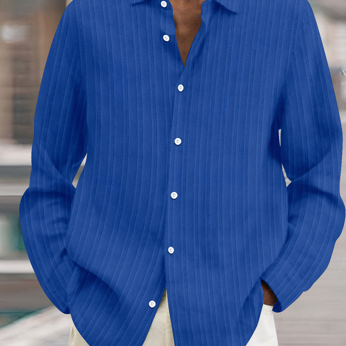 Herren Hemd Slim Fit Streifenmuster Lässig