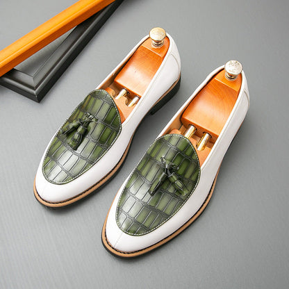 Damen Mokassins Elegante Leder Schuhe mit Quasten Detail