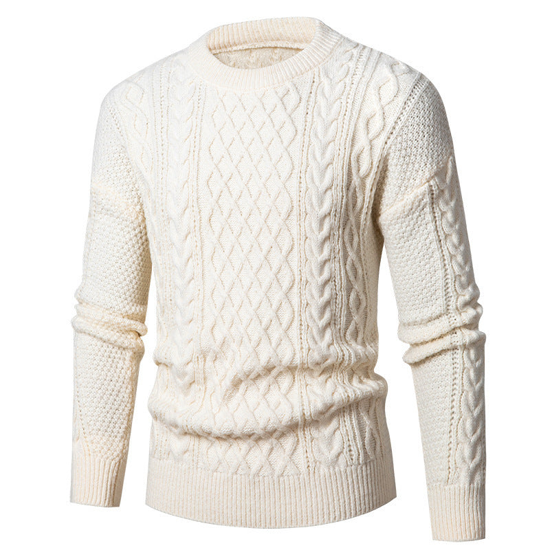 Herren Pullover Grobstrick Zopfmuster Modern Schwarz - BerlinGlamour