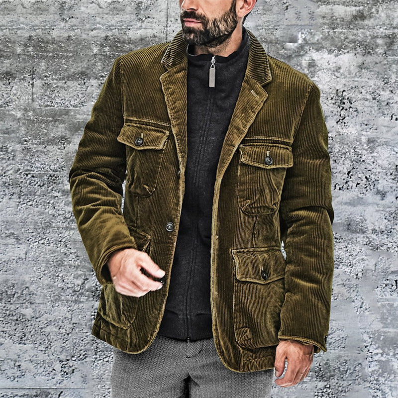 Herren Cordjacke Leicht Mit Taschen Modern Schnitt