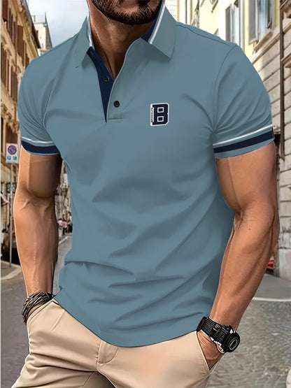 Herren Poloshirt Kurzarm Modern mit Kontraststreifen