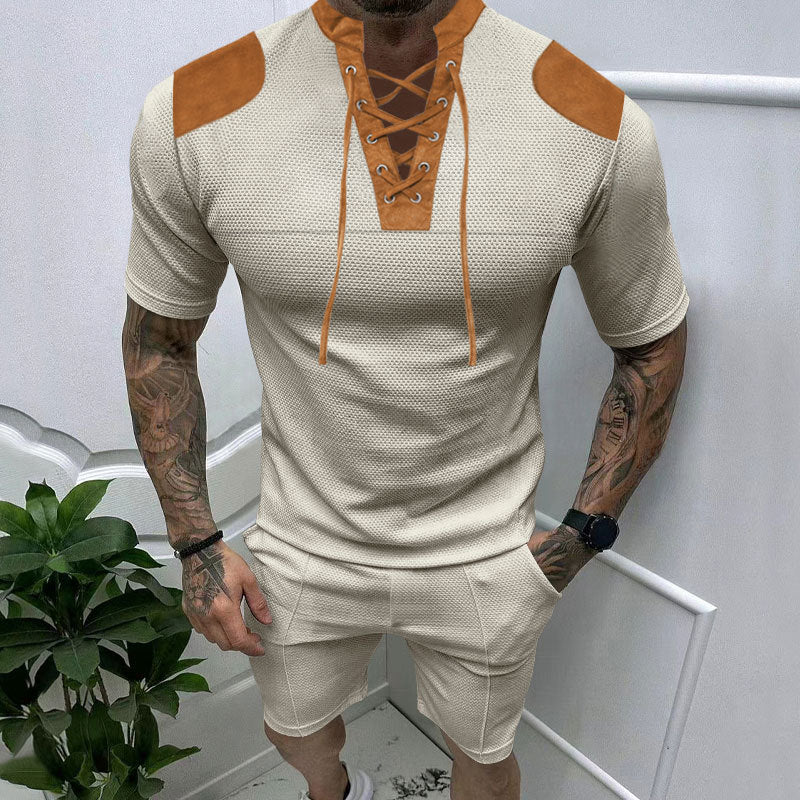 Herren Sport-T-Shirt Atmungsaktiv Schnürdesign Modern
