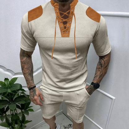 Herren Sport-T-Shirt Atmungsaktiv Schnürdesign Modern