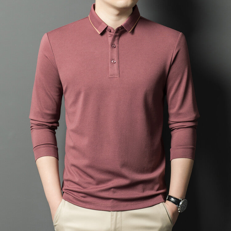 Herren Polohemd Langarm Elegantes Piqué-Hemd Modern