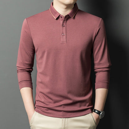 Herren Polohemd Langarm Elegantes Piqué-Hemd Modern