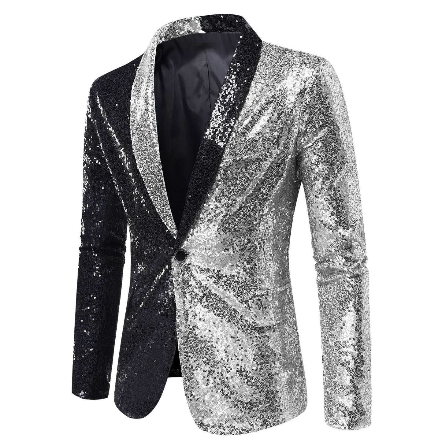 Herren Glitzerjacke Modern Schnitt Funkelnd