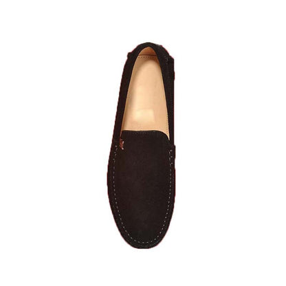 Herren Mokassin Wildleder Elegantes Design Schwarzes Leder