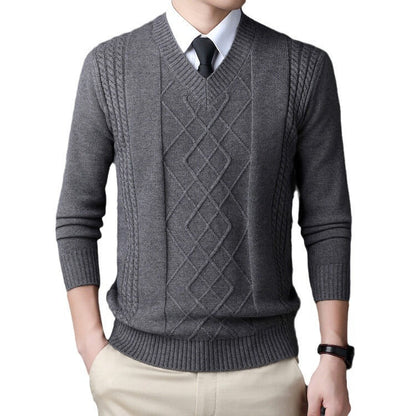 Herren Pullover V-Ausschnitt Modern Zopf Muster Trendig