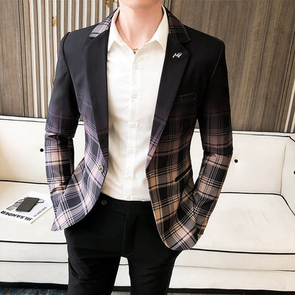 Herren Blazer Karo Moderner Schnitt Elegant