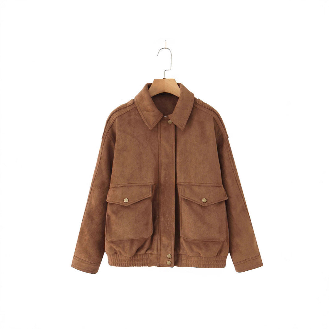 Damen Jacke Großtaschen Lässiger Schnitt