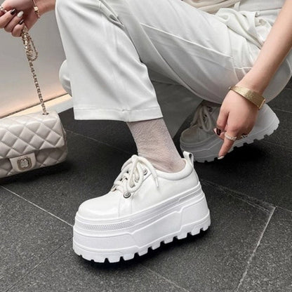 Damen Plateau Sneaker Elegante Schnürsenkel Hochzeitsschuhe