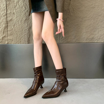 Damen Stiefeletten Elegante Spitze Lässig Schlüpfer