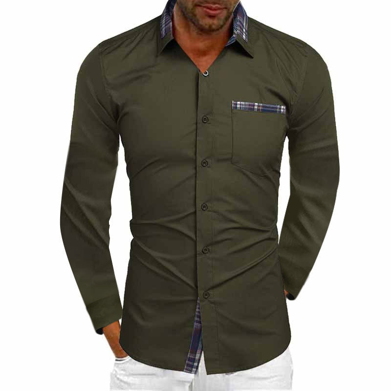 Herren Hemd Langarm Modern Karomuster Elegante Brusttasche