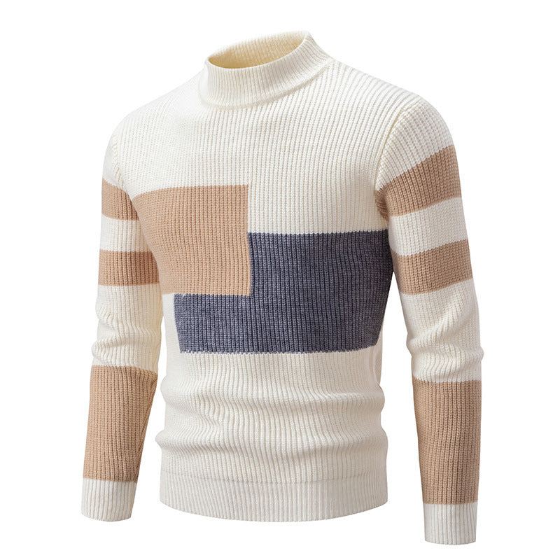 Herren Pullover Modern mit Struktur Optik Schwarzkreuz