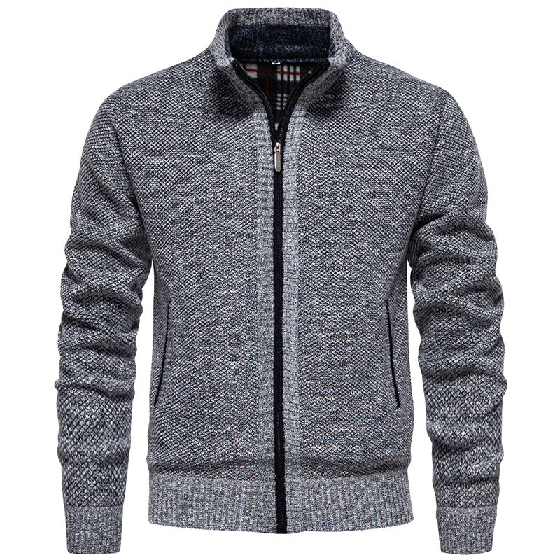 Herren Strickjacke Modern mit hohem Kragen und Taschen