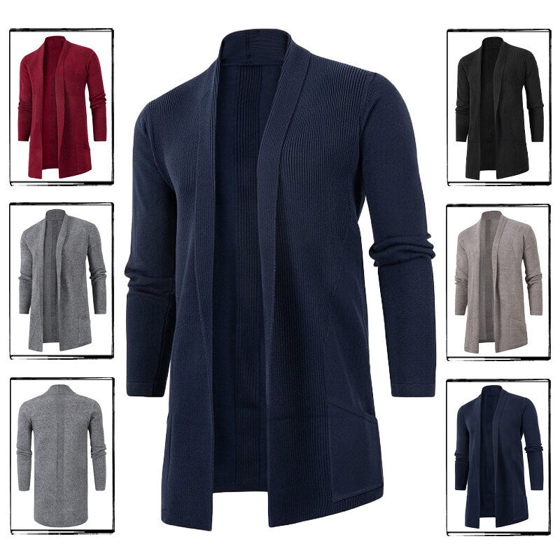 Herren Strickjacke Offener Schnitt Mit Taschen Großzügig - BerlinGlamour