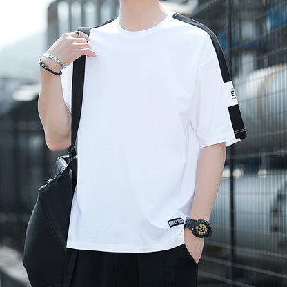 Herren T-Shirt Modern Locker Geschnitten Mit Kontrastnähten