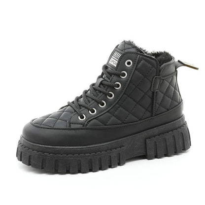 Damen Sneaker High-Top Gefüttert Rutschfest Schwarz - BerlinGlamour
