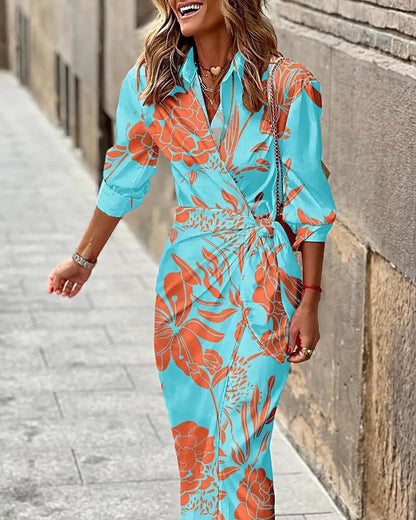 Damen Maxikleid Lang Asymmetrisch Streifen Modern