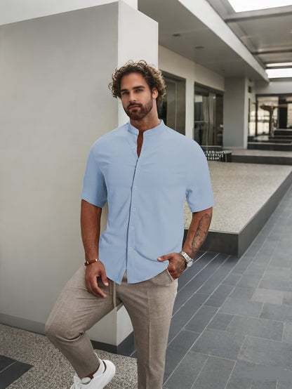 Herren Kurzarmhemd Modern Komfortabel Sommer