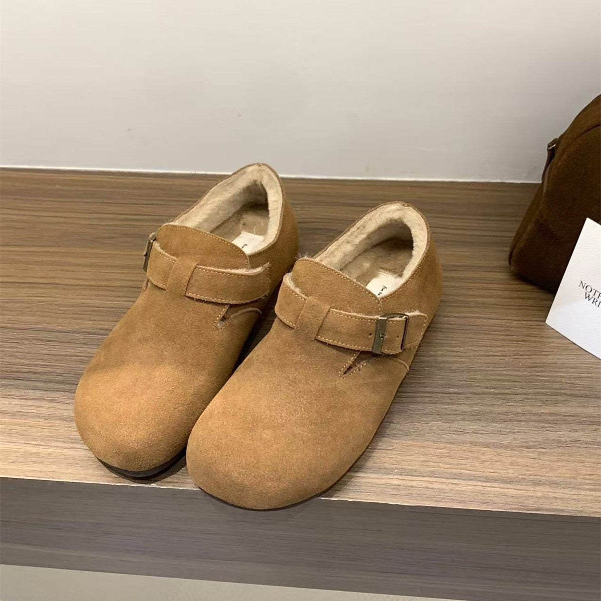 Damen Mokassins Weichleder Schnallenverschluss Modern