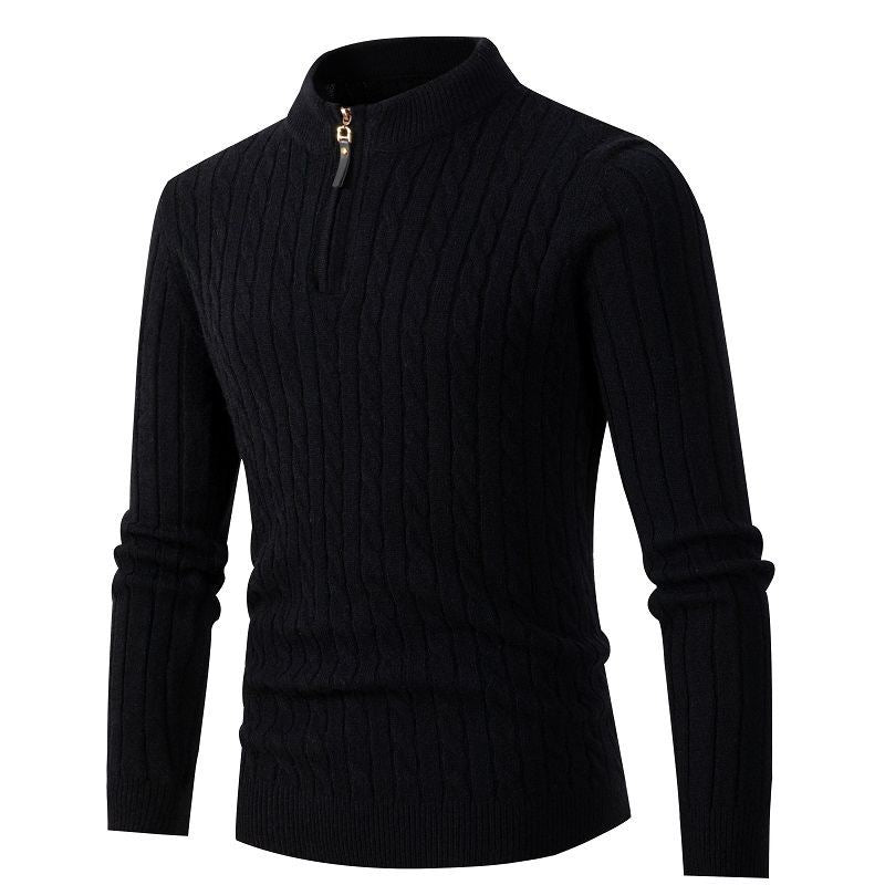 Herren Strickpullover Rippoptik Reißverschluss Modern