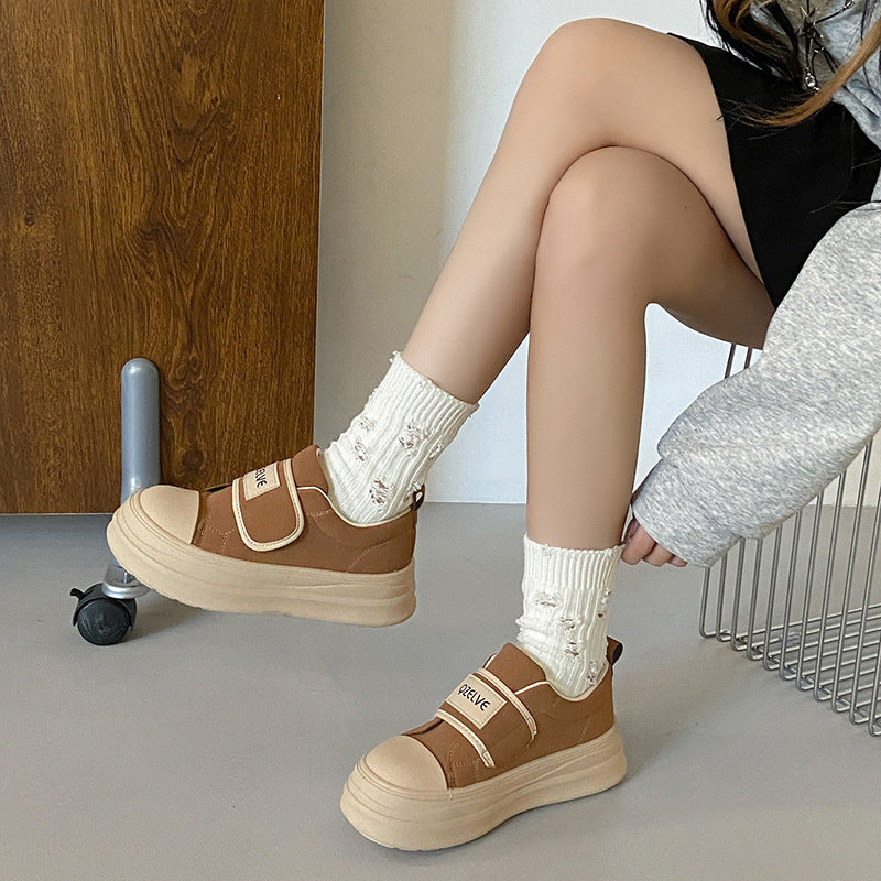 Damen Sneaker Slip-On bequem Klettverschluss Weich