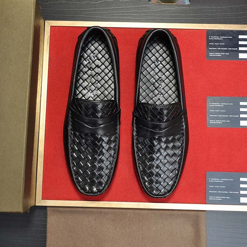 Herren Mokassins Geflochtenes Leder Braun Elegannt - BerlinGlamour