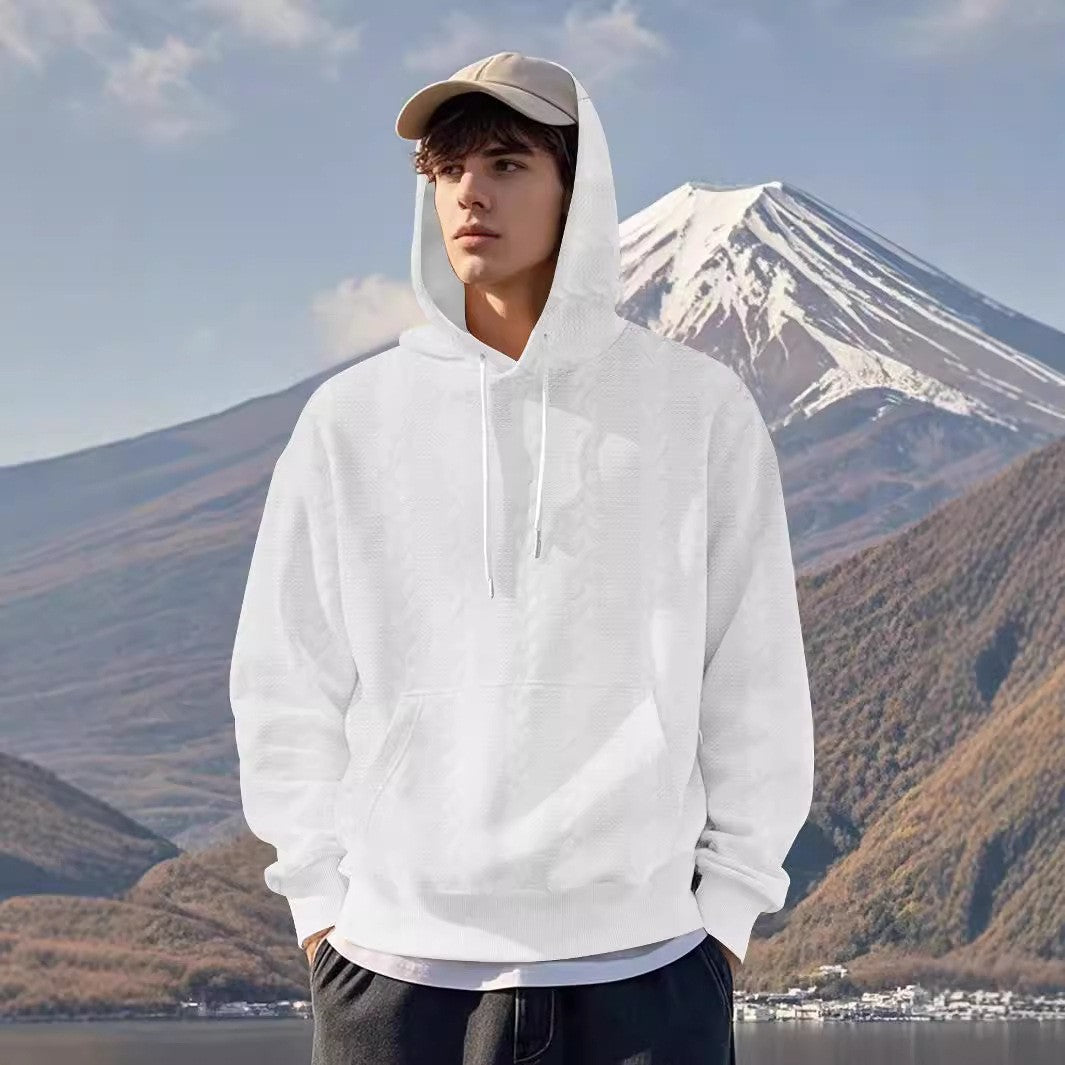 Herren Hoodie Strukturiert Kängurutasche Modern Grau