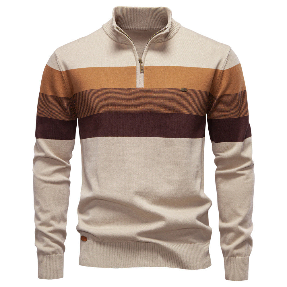 Herren Sweatpullover Modern Kurzreißverschluss Farbblockstreifen Sportlich