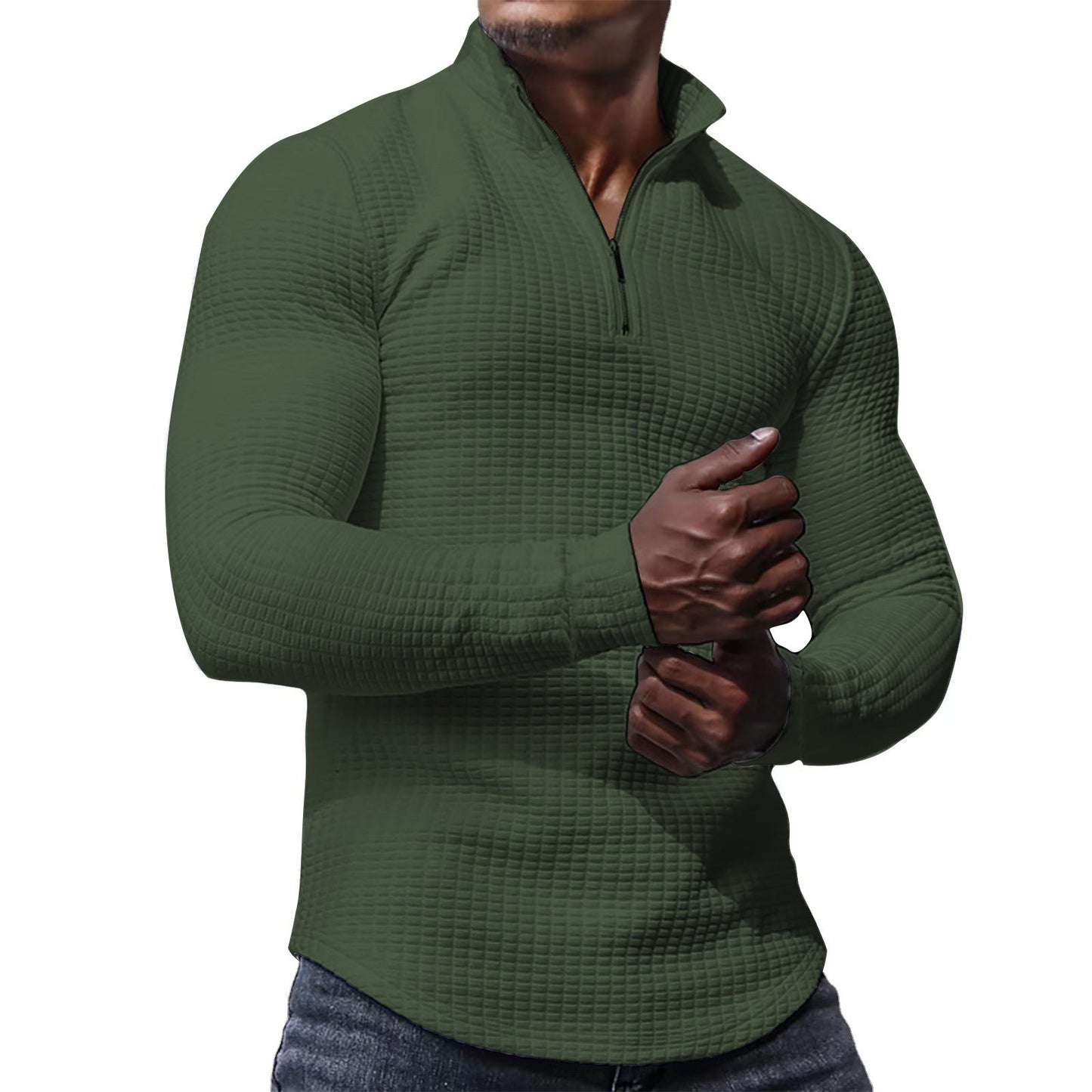 Herren Funktionsshirt Hochkragen Strukturiert Sportlich