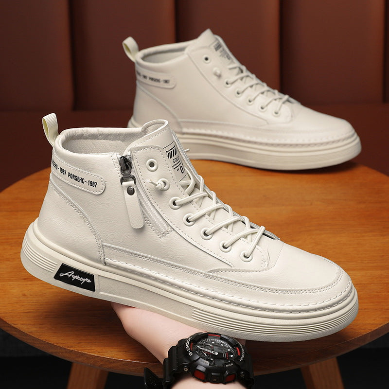 Herren Leder Sneaker Schwarz Hochwertig